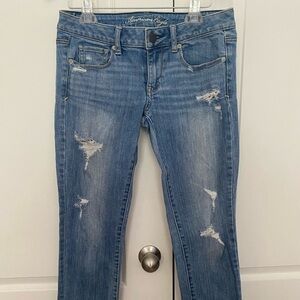 American Eagle Distressed Sparkly Stretch Skinny Jeans Size 6
